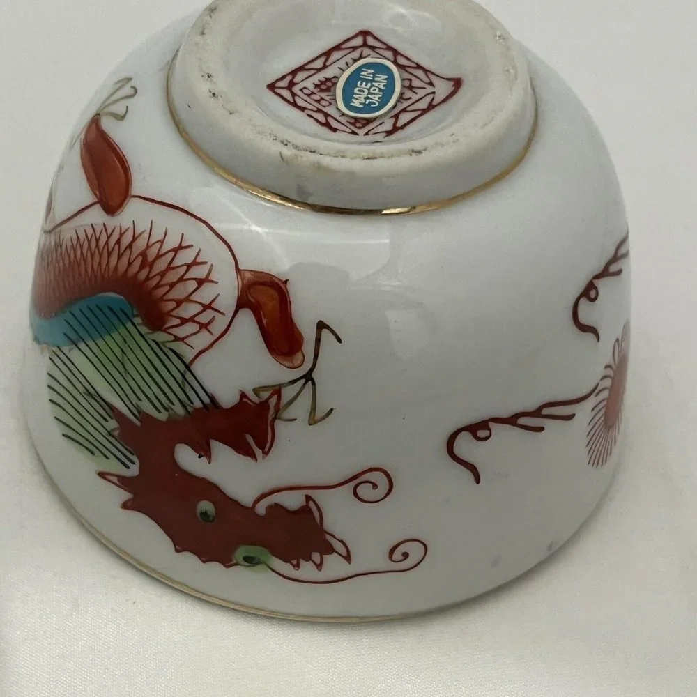 Made In Japan Painted Dragon Restaurant Ware Used Sake Cup Bowl - Picture 12 of 16